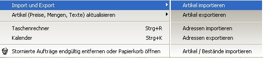 Import Adressen & Artikel