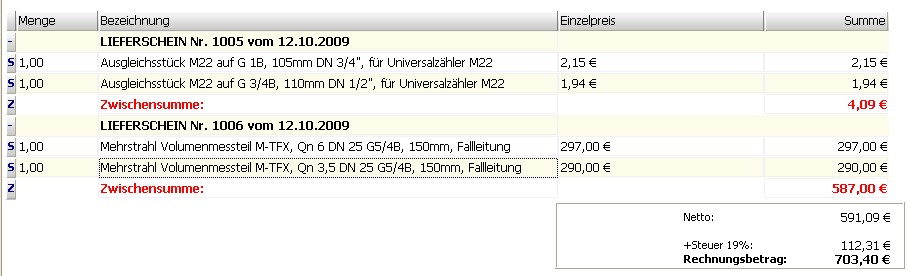 Sammelrechnungen