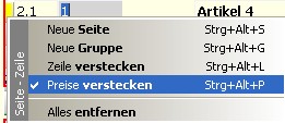 Supportanfrage Angebote ohne Einzelpreise